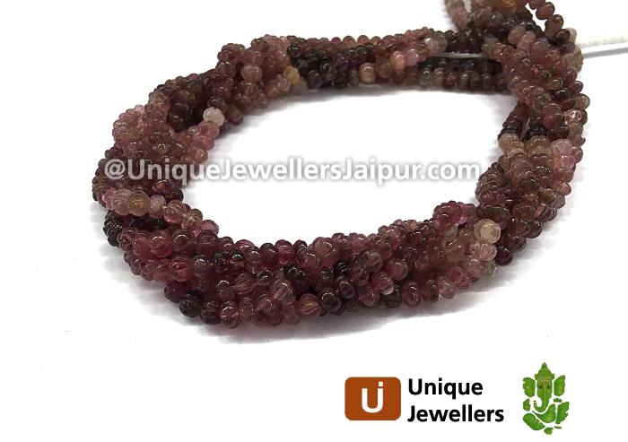 Pink Tourmaline Shaded Carved Pumpkin Beads