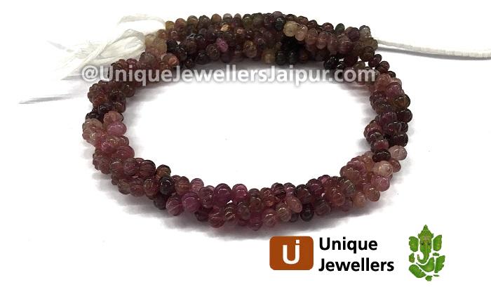 Pink Tourmaline Far Carved Pumpkin Beads