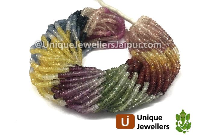 Multi Sapphire Faceted Roundelle Beads