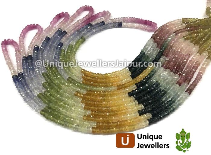 Multi Sapphire Faceted Roundelle Beads