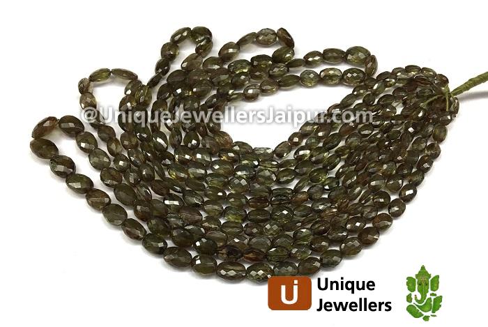 Green Andalusite Faceted Oval Beads