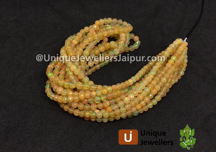 Orange Ethiopian Opal Faceted Round Beads