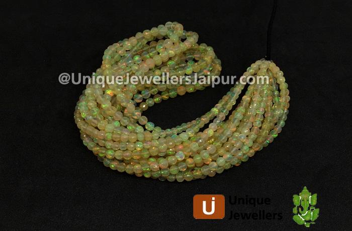 Yellow Ethiopian Opal Faceted Round Beads