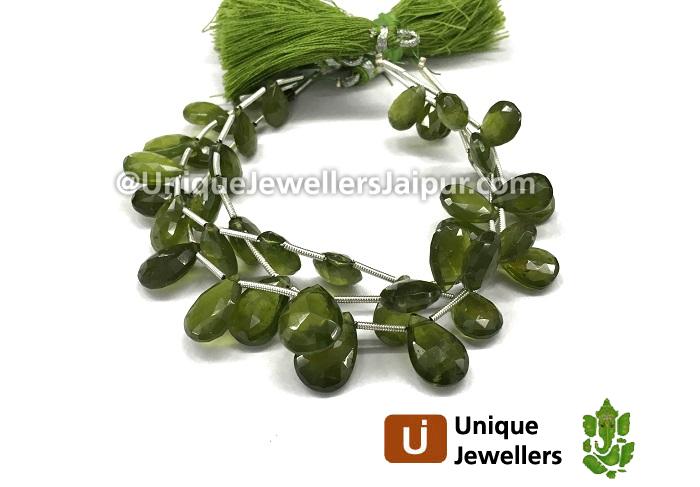 Vesuvianite Far Faceted Pear Beads 