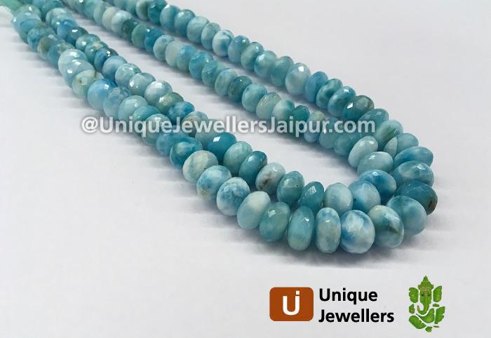 Larimar Far Faceted Roundelle Beads