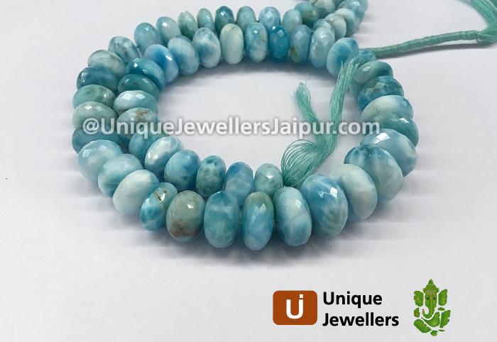 Larimar Far Faceted Roundelle Beads