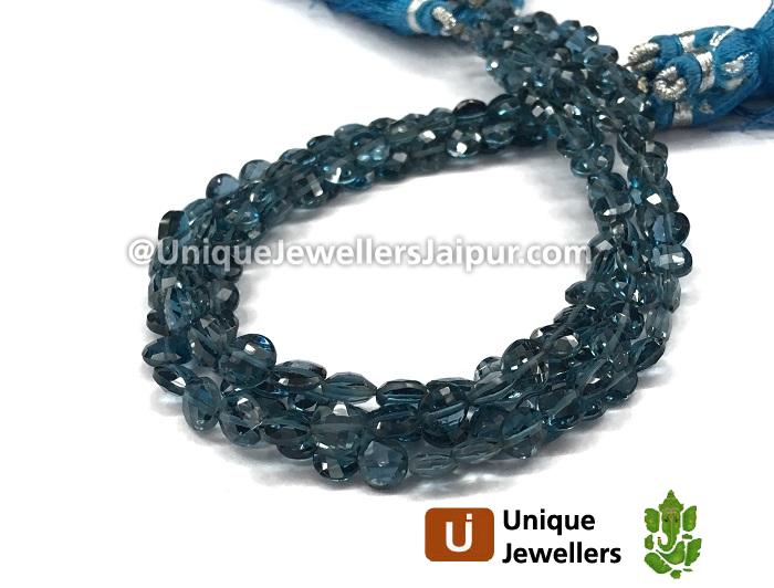 London Blue Topaz Faceted Coin Beads