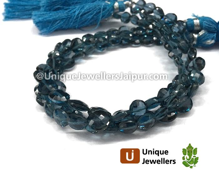 London Blue Topaz Far Faceted Coin Beads