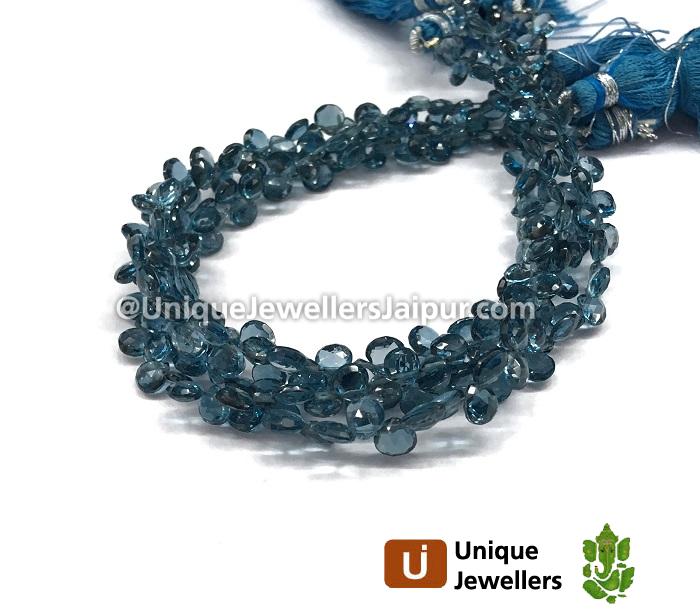 London Blue Topaz Faceted Heart Beads