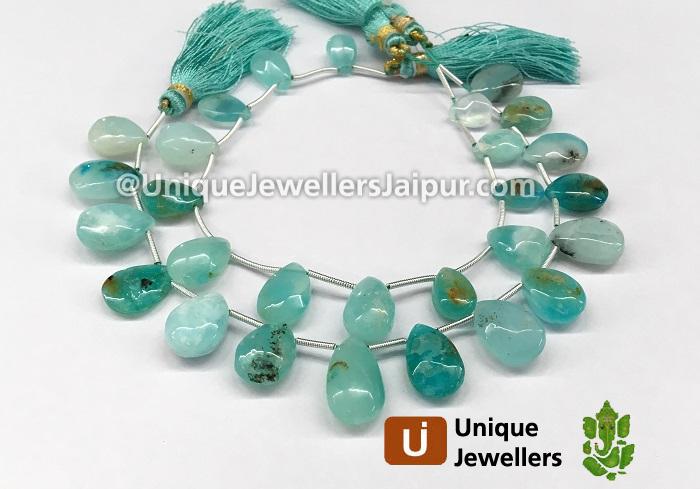 Natural Peruvian Blue Opal Smooth Pear Beads