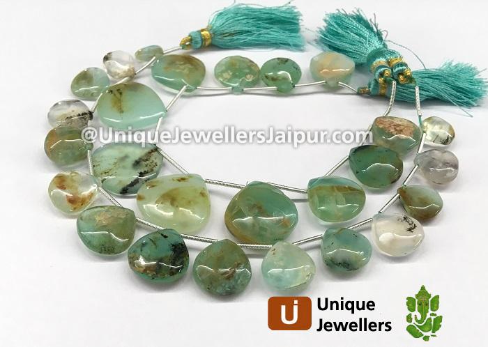 Natural Peruvian Opal Smooth Heart Beads
