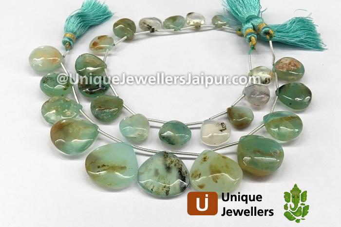 Natural Peruvian Opal Smooth Heart Beads