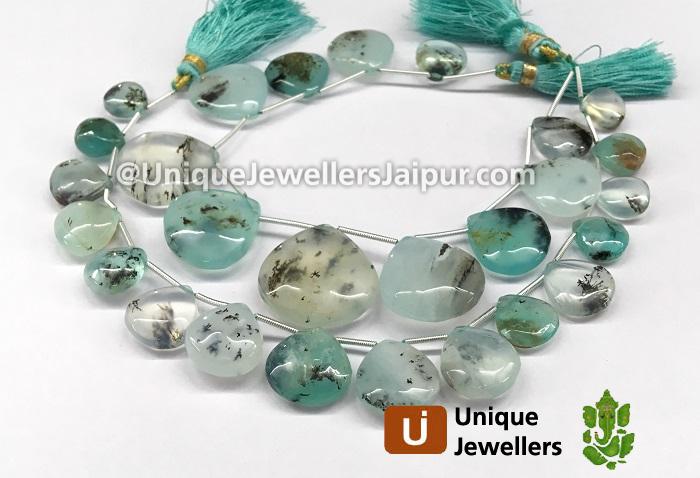 Natural Peruvian Blue Opal Smooth Heart Beads