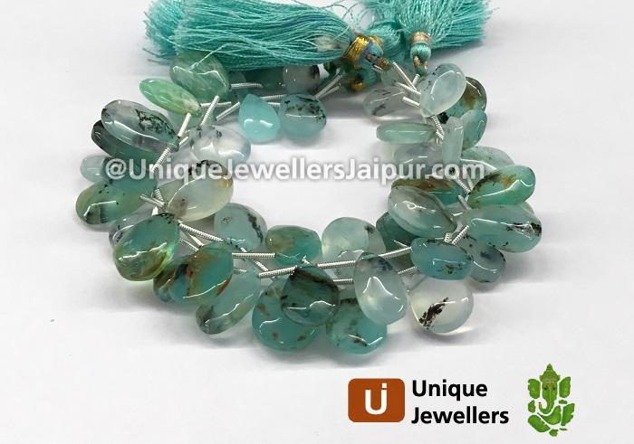 Natural Peruvian Blue Opal Smooth Pear Beads