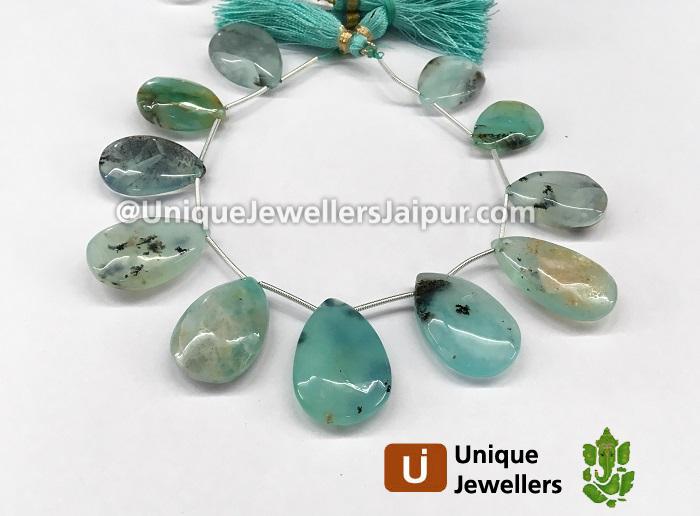 Natural Peruvian Blue Opal Smooth Pear Beads