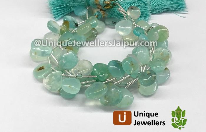 Natural Peruvian Blue Opal Smooth Heart Beads