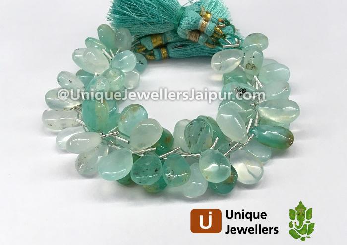 Natural Peruvian Blue Opal Smooth Pear Beads