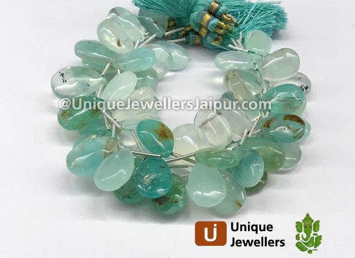 Natural Peruvian Blue Opal Smooth Pear Beads