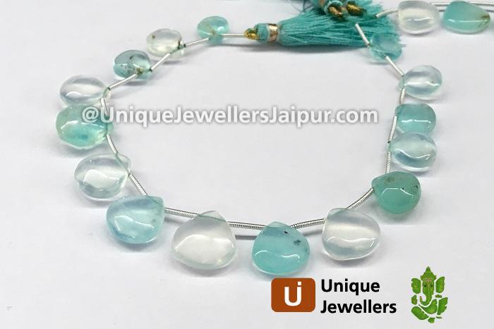 Natural Peruvian Blue Opal Smooth Heart Beads