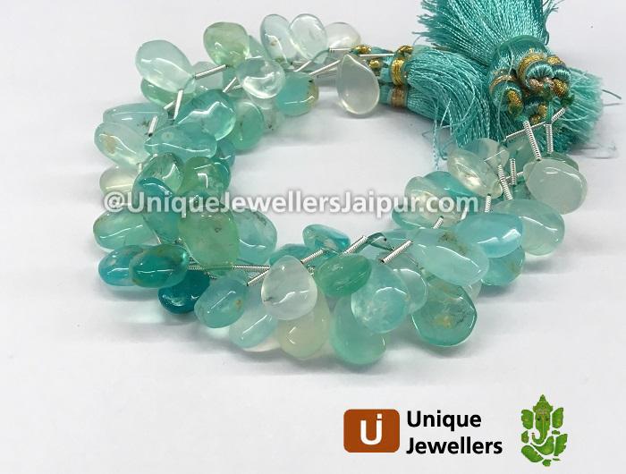 Natural Peruvian Blue Opal Smooth Pear Beads