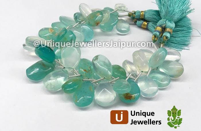 Natural Peruvian Blue Opal Smooth Pear Beads