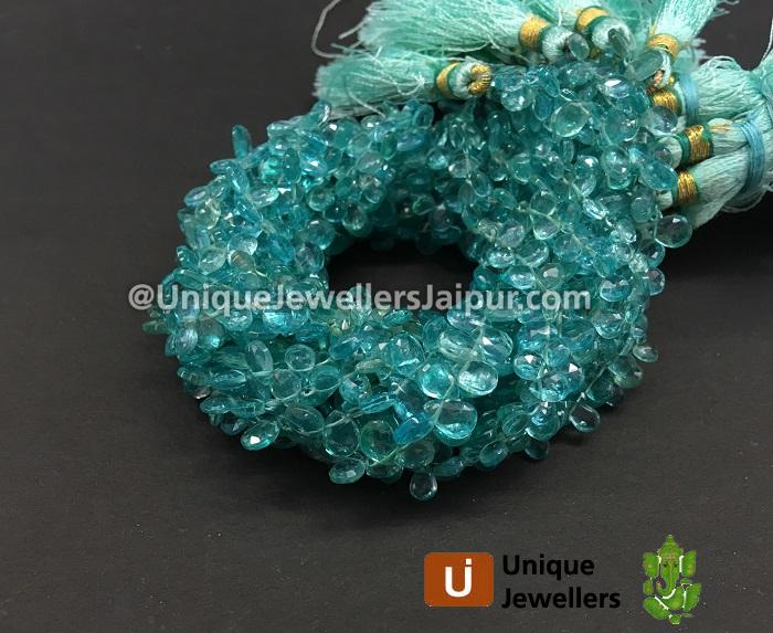 Paraiba Blue Apatite Faceted Pear Beads