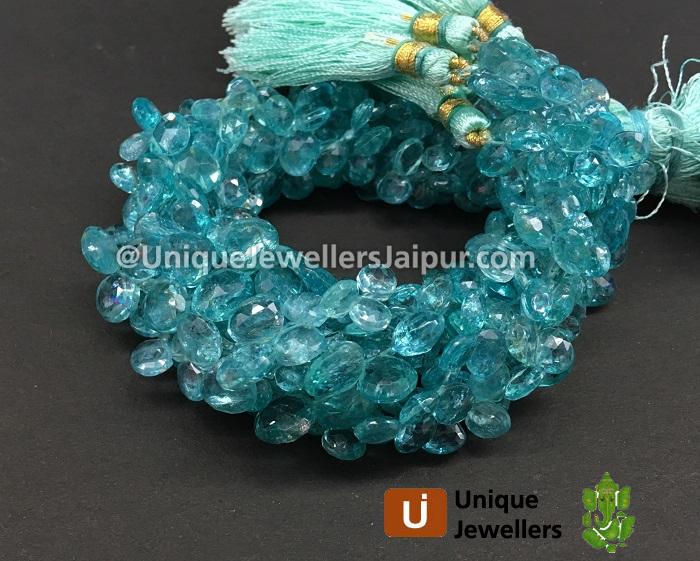 Paraiba Blue Apatite Far Faceted Heart Beads