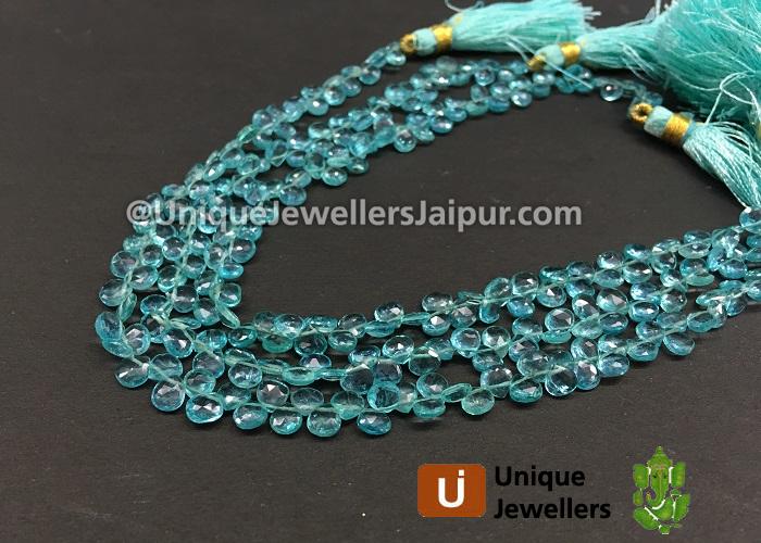 Paraiba Blue Apatite Faceted Heart Beads