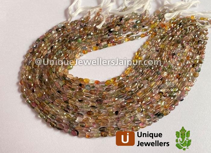 Bi Color Tourmaline Faceted Oval Beads