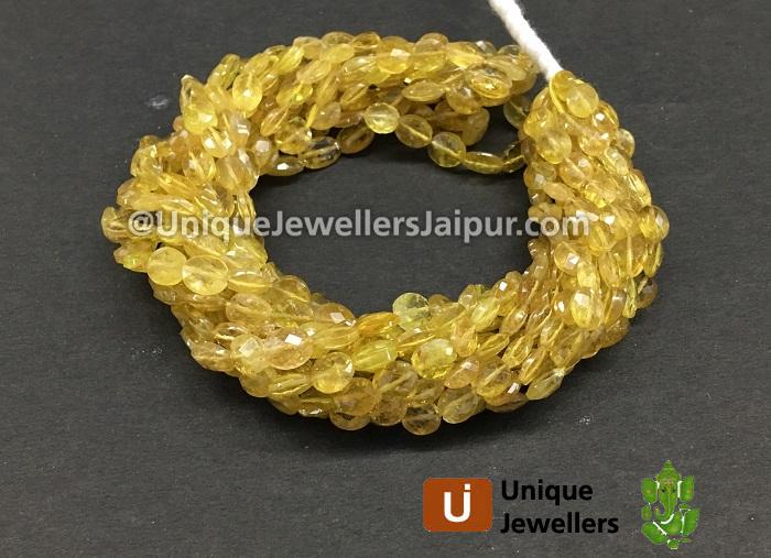 Lemon Tourmaline Faceted Oval Beads