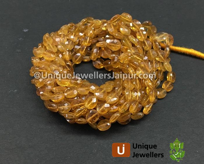 Orange Tourmaline Faceted Oval Beads