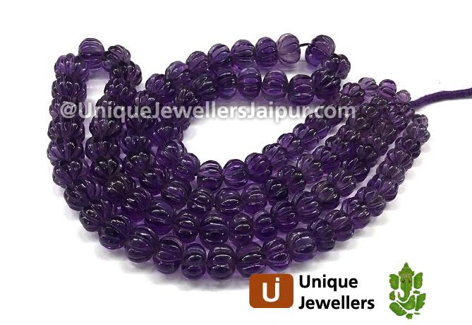 Amethyst Carved Pumpkin Beads