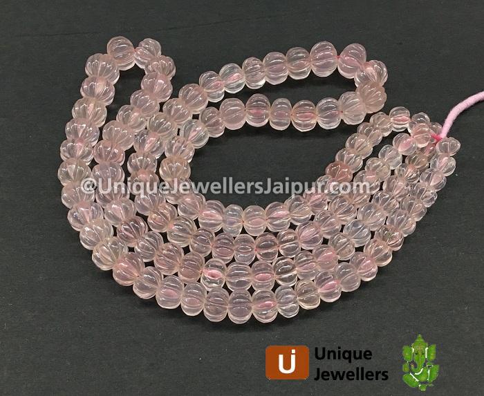 Rose Quartz Carved Pumpkin Beads