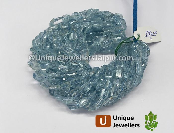 Aquamarine Faceted Nugget Beads