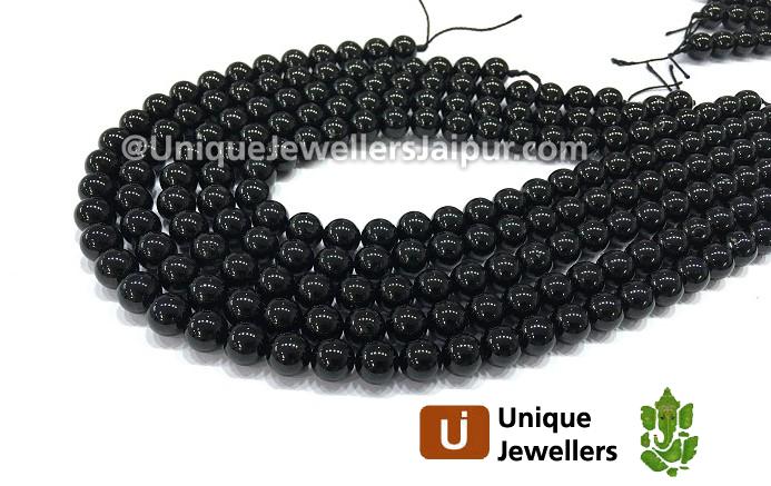 Black Tourmaline Smooth Round Beads