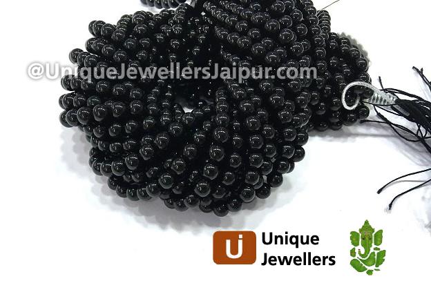 Black Tourmaline Smooth Round Beads