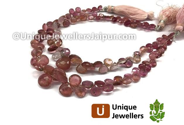 Moss Pink Tourmaline Faceted Heart Beads