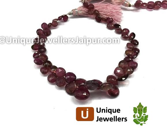 Deep Pink Tourmaline Faceted Heart Beads