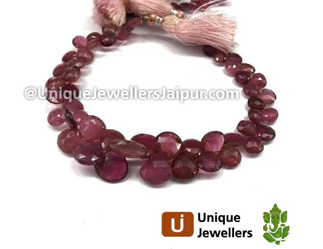 Pink Tourmaline Faceted Heart Beads