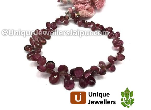 Deep Pink Tourmaline Faceted Pear Beads