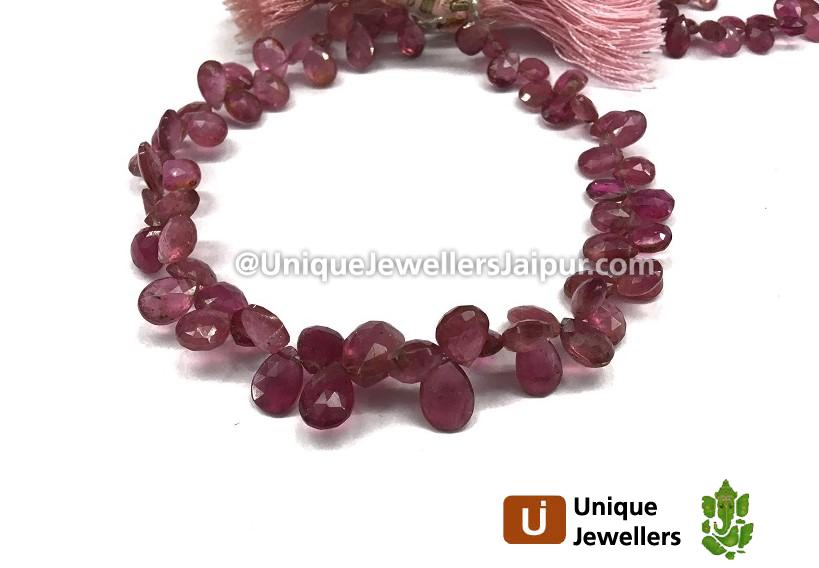 Pink Tourmaline Faceted Pear Beads