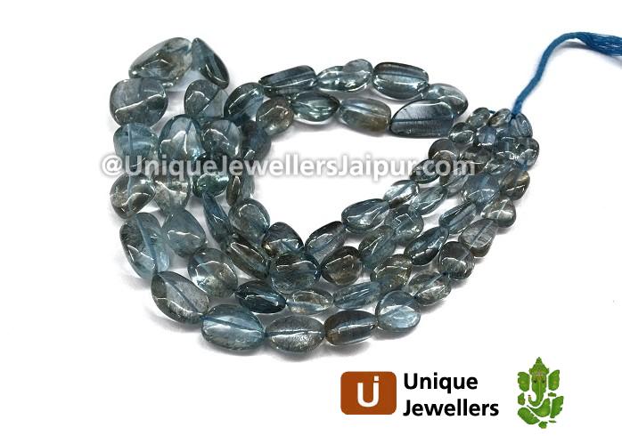 Blue Golden Mosss Aquamarine Smooth Nugget Beads