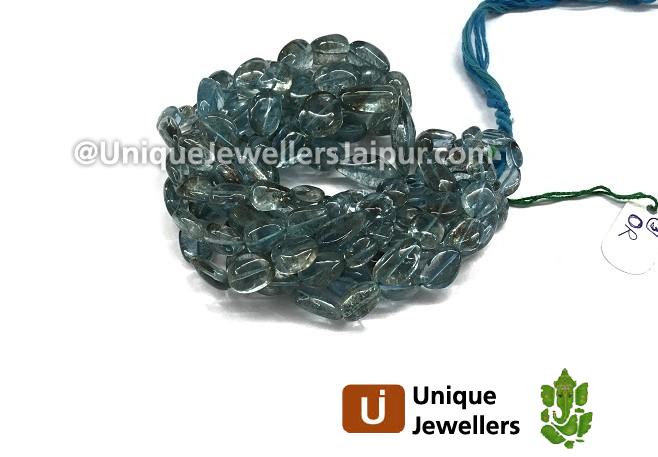 Blue Golden Moss Aquamarine Smooth Nugget Beads