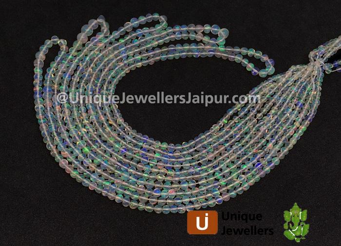 White Ethiopian Opal Smooth Round Beads