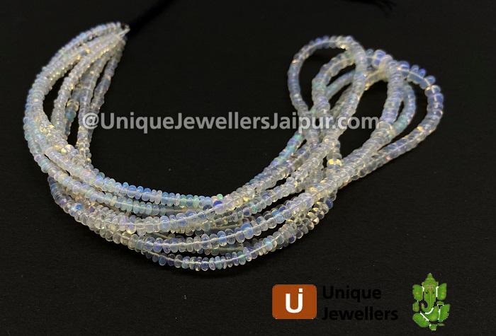 White Ethiopian Opal Smooth Roundelle Beads