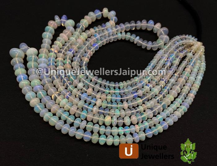 Off White Ethiopian Opal Smooth Roundelle Beads