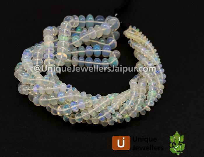 White Ethiopian Opal Smooth Roundelle Beads