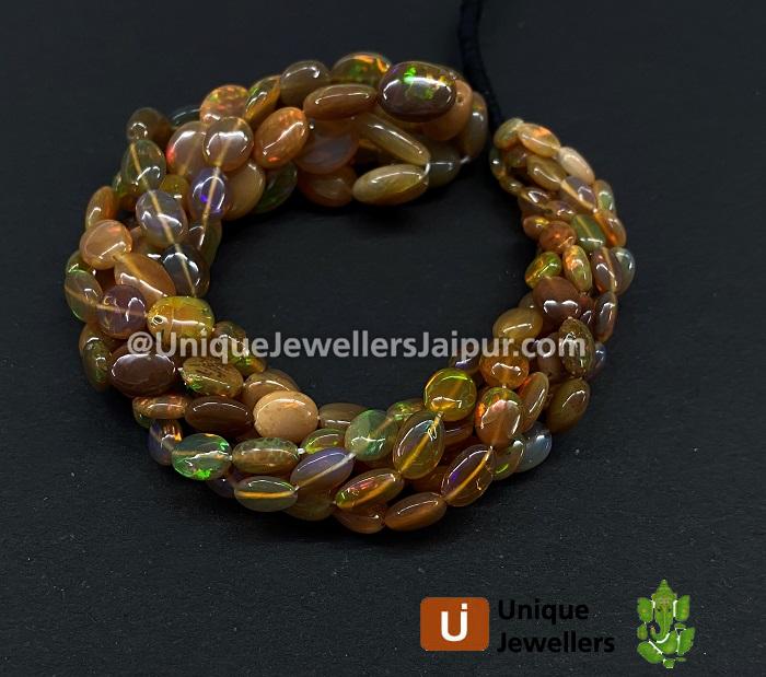 Orange Ethiopian Opal Smooth Oval Beads