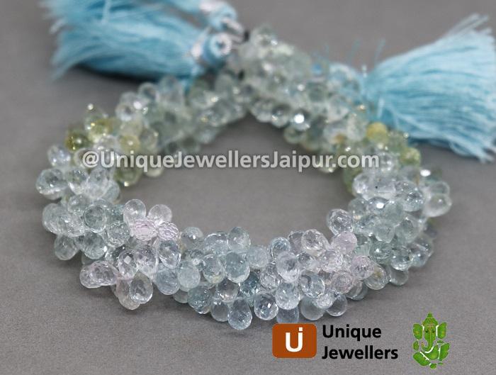 Multi Aquamarine Faceted Drop Beads