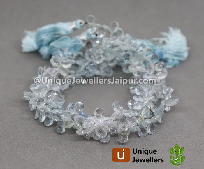 Multi Aquamarine Faceted Pear Beads